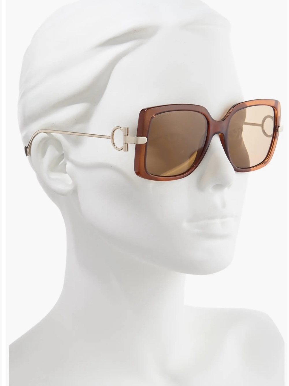 New Salvatore Ferragamo Square Signature Designer Sunglasses Brown Gold 2506-32